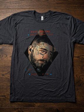 Post Malone Twelve Carat Tour 2022 Graphic T-Shirt Large Charcoal Rap Tee